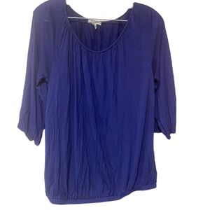 Old Navy Blue 3/4 Sleeve Top Elastic Neck/Waist/Wrists Size: Medium